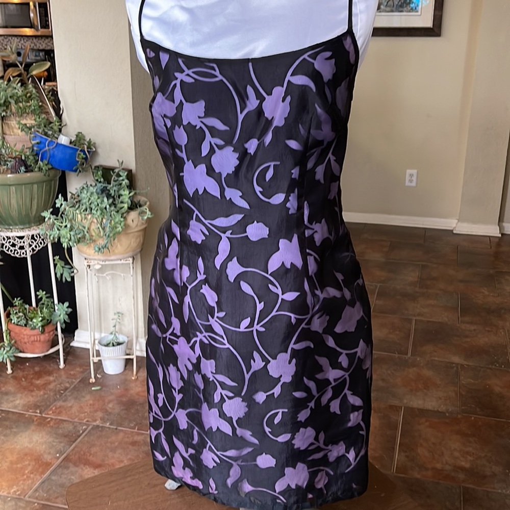 Purple and black cocktail dress